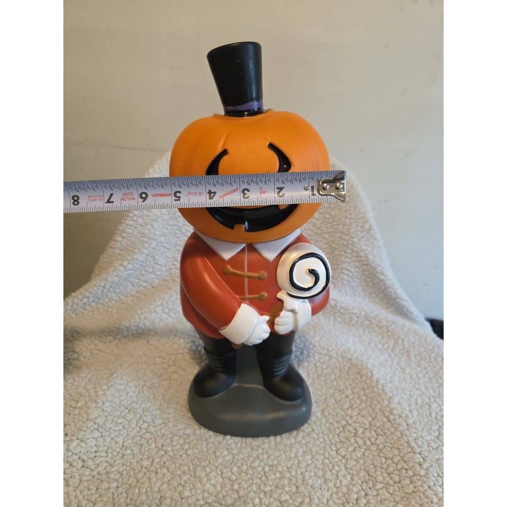 Vtg Halloween Pumpkin Man Light-Up‎ Deco Top Hat & Lollipop 12" Jack-O-Lantern - Picture 15 of 15